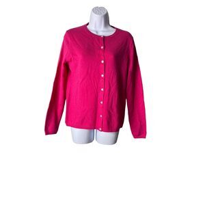 Lands' End Womens 100% Cashmere Cardigan Sweater Pink Size Small‎ 6-8